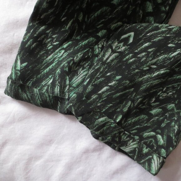 Haute Hippie Green Silk Foliage Feather Drawstring Slim Jogger Trousers Pants - Picture 5 of 8